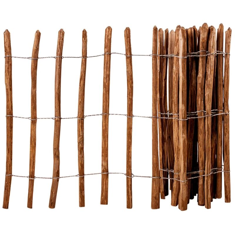 Clôture à piquets Clôture de jardin Bois de noisetier 90 x 500 cm 61318 - Brun