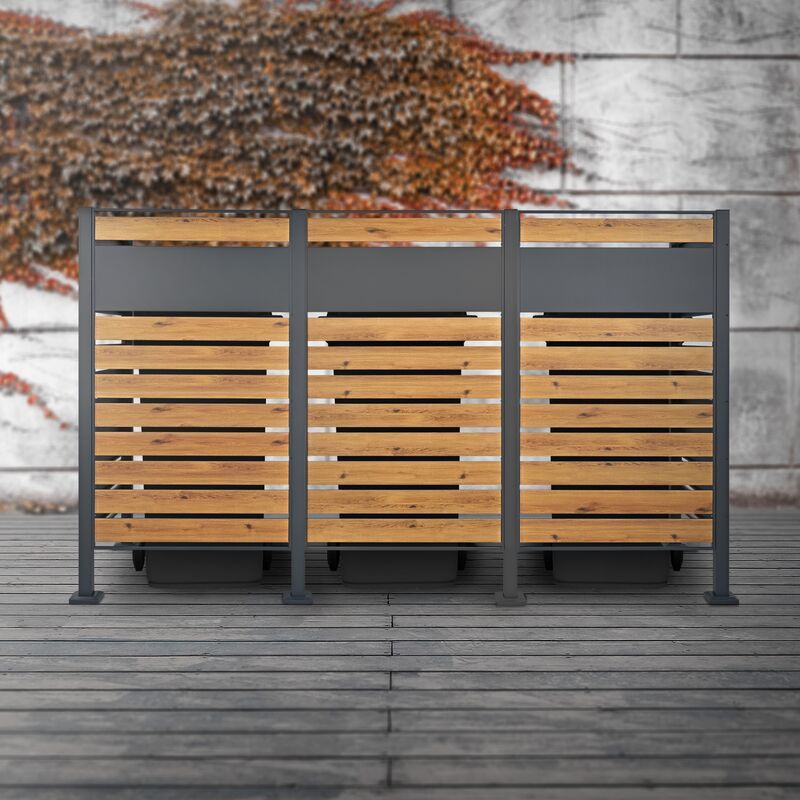 Ml-design - 5x Éléments de clôture extensible pour poubelles avec bacs à fleurs 150 x 251 cm