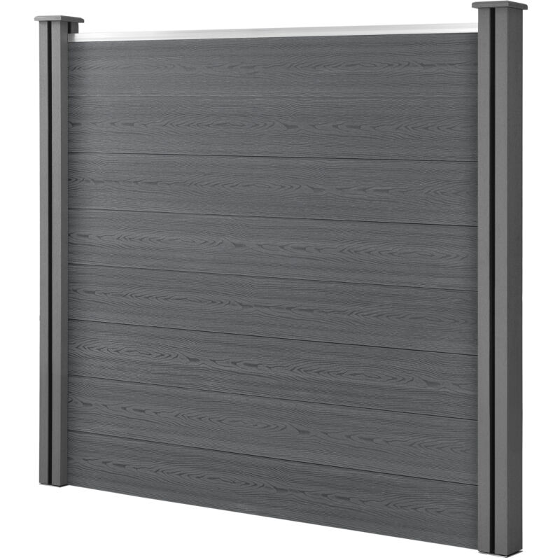 Clôture de Jardin Brise-Vue avec 2 Poteaux Planches Bois Composite wpc 165x162cm Gris [ Neu.holz