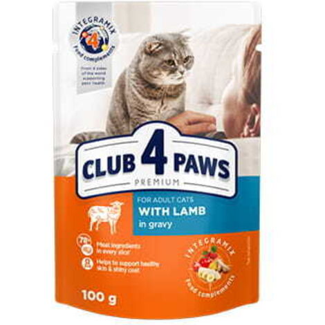 CLUB 4 PAWS PREMIUM ADULT CAT con agnello in salsa - bustina da 100 g