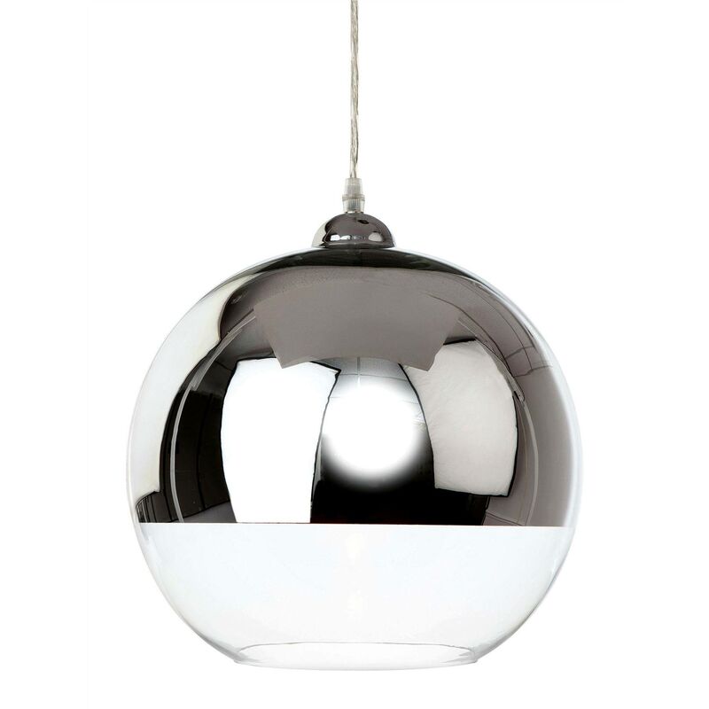 Club - 1 Light Globe Ceiling Pendant Chrome and Clear Glass, E27 - Firstlight