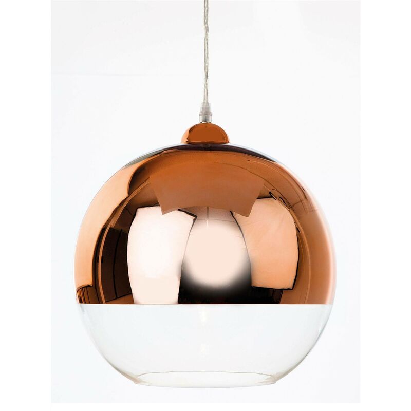 Club - 1 Light Globe Ceiling Pendant Copper and Clear Glass, E27 - Firstlight