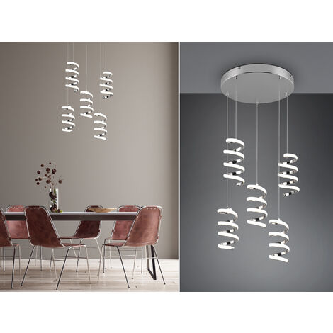 Cluster LED Pendelleuchte LAOLA in 3 Stufen dimmbar Silber Chrom, Ø 45cm