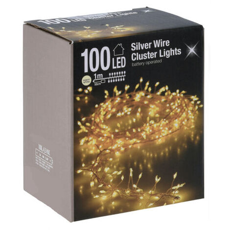 Cluster Micro Lichterkette 100 LED warmweiß - 100 cm - Büschel Leuchtdraht Drahtlichterkette