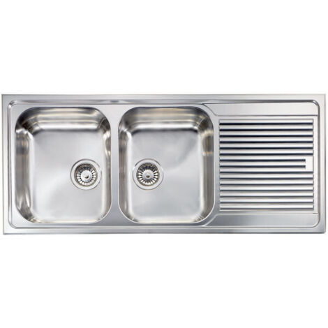 CM 011227SCSSP Serie Zenith 210 3'' Lavello Acciaio Inox Satinato da Incasso Gocciolatoio a Destra 2 Vasche 116X50cm
