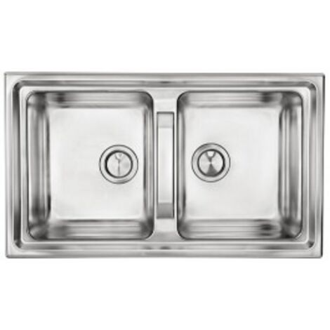CM 015104RCSSP Serie Brando 3'' Lavello Acciaio inox satinato da incasso 2 Vasche Reversibile 86X50cm