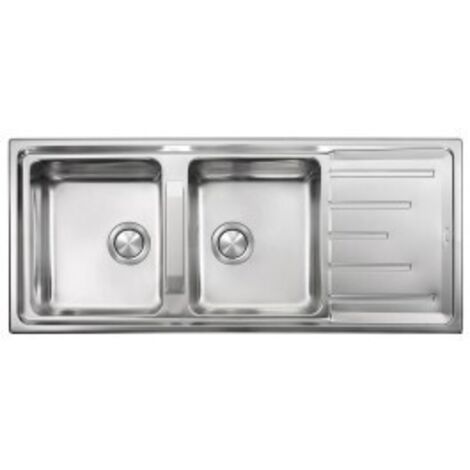 CM 015107RCSSP Serie Brando 3'' Lavello Acciaio inox satinato da incasso Gocciolatoio 2 Vasche Reversibile 116X50cm