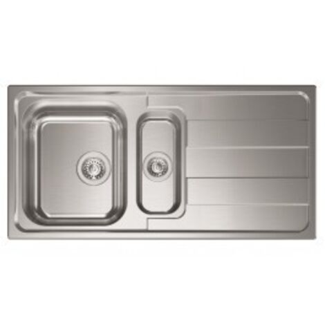CM 015725SCSSP Serie Levante 3'' Lavello Acciaio inox da incasso Gocciolatoio a Destra 2 Vasche 100X50cm