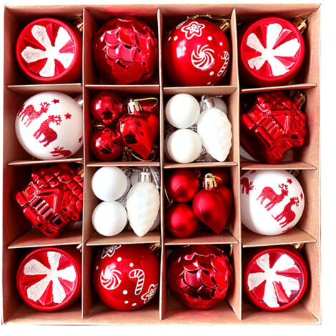 cm große Weihnachtskugel, bemalter, verzinkter Kunststoff, Baumschmuck-Set für die festliche Innendekoration