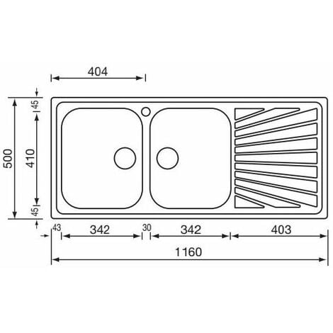 Lavello Cucina 2 Vasche 116x50 cm in Acciaio Inox Apell Melodia Gocciolatoio  Destro