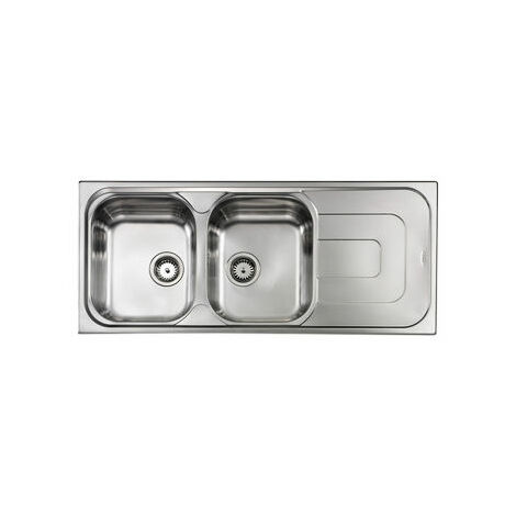 Lavello Cucina Venezia 2 Vasche Destre cm.116x50 Acciaio Antigraffio