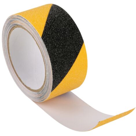 cm x 5 m PVC-Klebeband mit Antirutschbeschichtung, gelb und schwarz, für verschleißfeste Sicherheitsböden