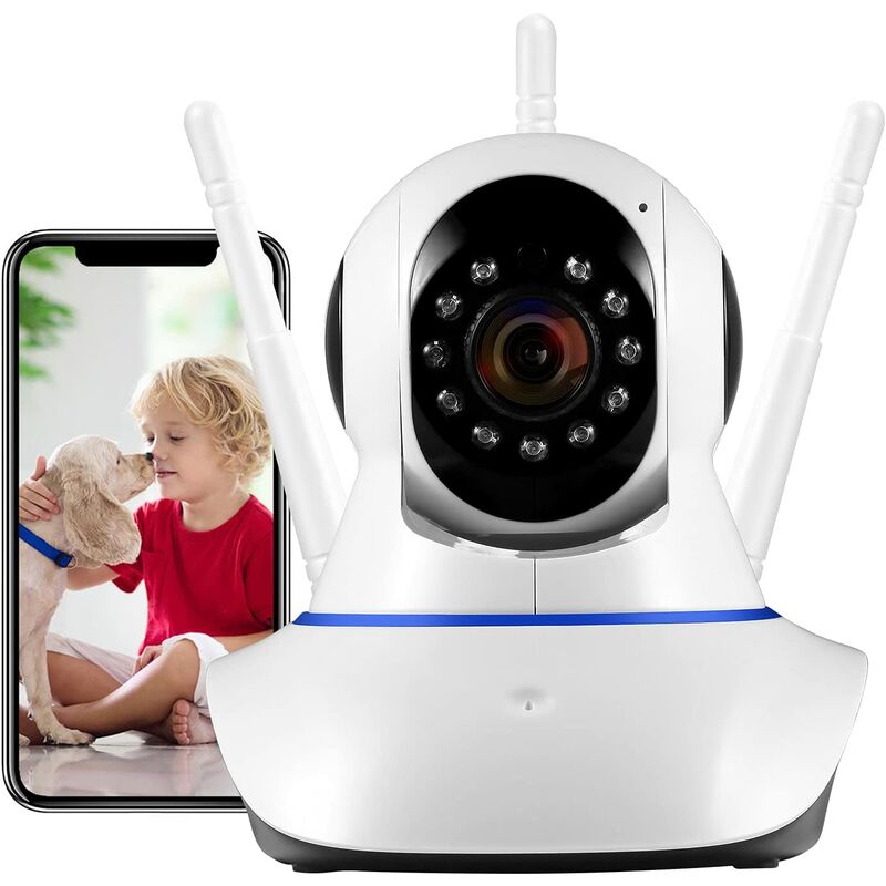 

Cámara para mascotas, Monitor para bebés, Cámara de seguridad para el hogar con Wi-Fi 1080P, Detección de sonido, Detección y seguimiento de