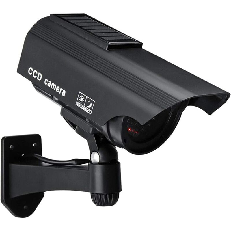 

Cámara simulada de seguridad CCTV , cámara de vigilancia falsa con flash LED infrarrojo LED rojo para uso en interiores / exteriores (negro)