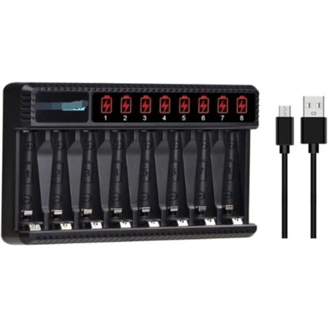 CML Batterie AA AAA Chargeur de Batterie 8 emplacements Frais Rapides avec écran LCD adapté aux Piles Rechargeables AA AAA NI 289
