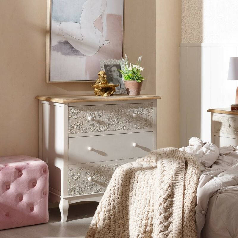 

Fanmuebles - Cómoda 3 cajones Blanco - Natural
