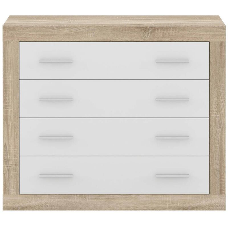 

Cómoda de 4 cajones COIMBRA color roble sonoma y blanco 98x83,5x40 cm
