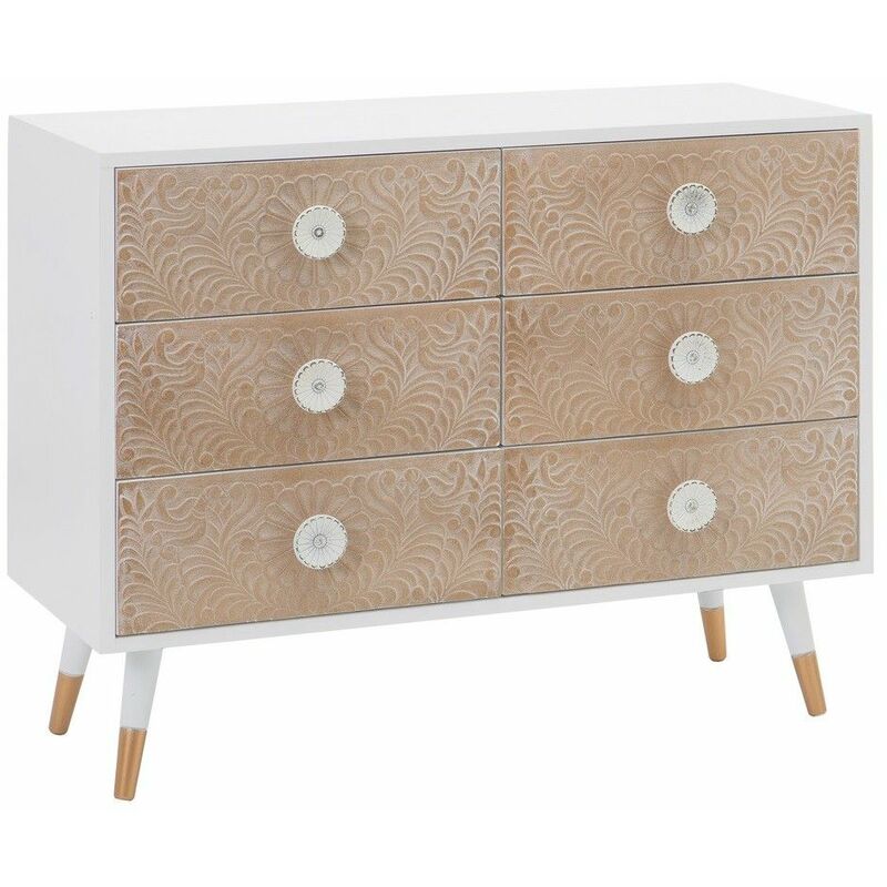

Cómoda seis cajones madera de pino blanco natural