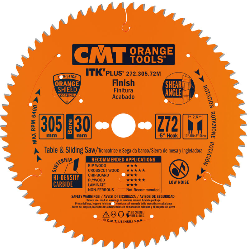 CMT - Lame de scie ITK-Plus® 271 305x2 6x30 Z72 -5°
