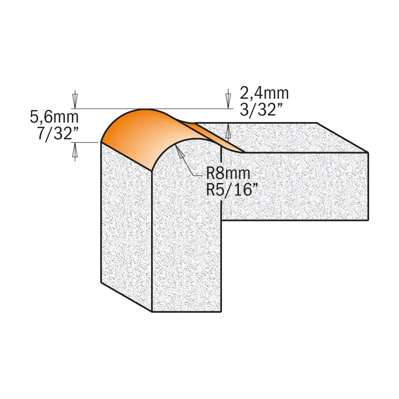 CMT - 980.531.11 fraise pour coin SUPeRIEUR avec roulement hw S=12 D=25,4X22 R=7,93