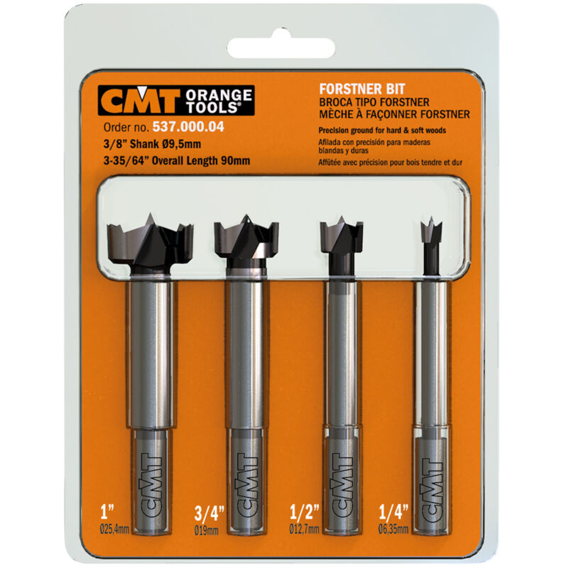 CMT - Blister de 4 mèches à faconner 1/4' - 1/2' - 3/4' - 1'