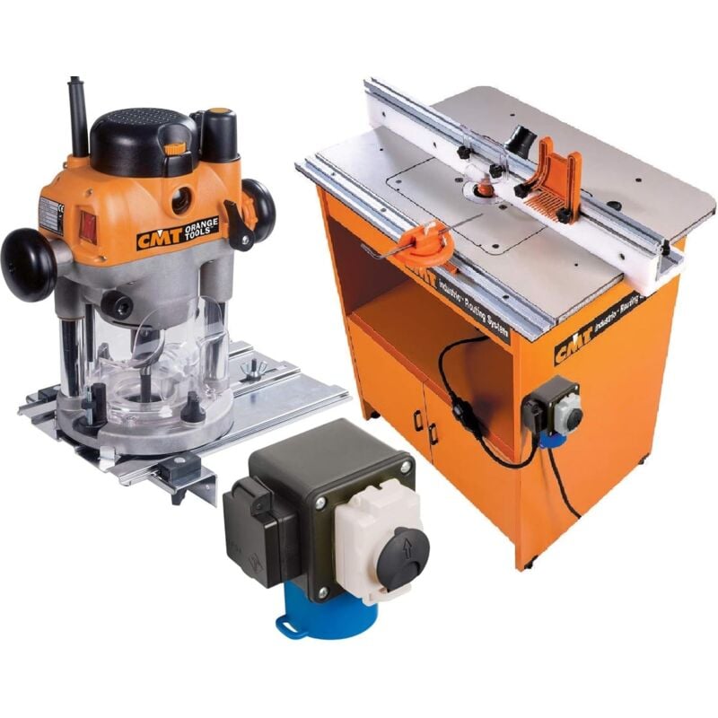 CMT - Table professionnelle industrielle 999.500.01 + électrofraiseuse 2400 w 7E + commande de sécurité 999.100.11