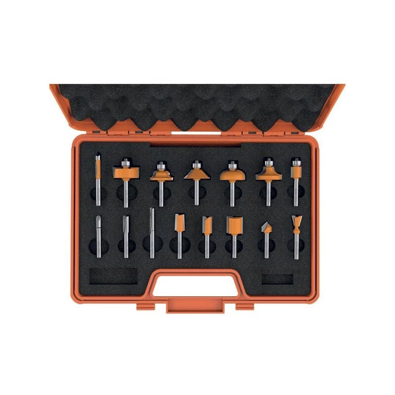 CMT - Coffret 900.001.00 15 fraises haute performance profil pour défonceuse queue 8mm