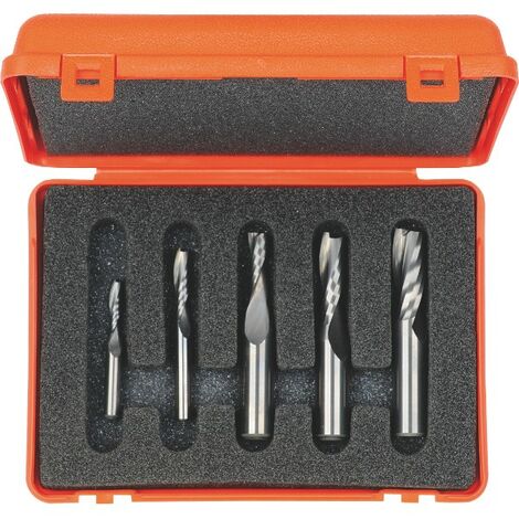 CMT : Coffret 5 fraises helicoidales négatives - Queue 6,35 et 12,7 mm