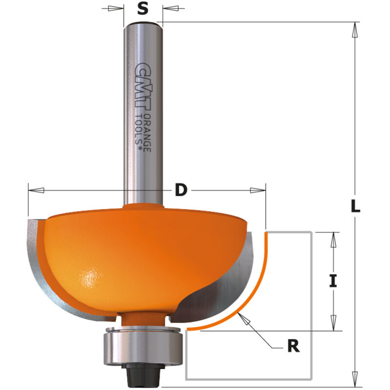 CMT - Fraise carbure congé 12,7mm - Queue 8mm