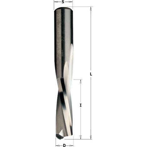 CMT : Fraise carbure hélicoidale Négative 6,35 mm - Queue 6,35 - Longue