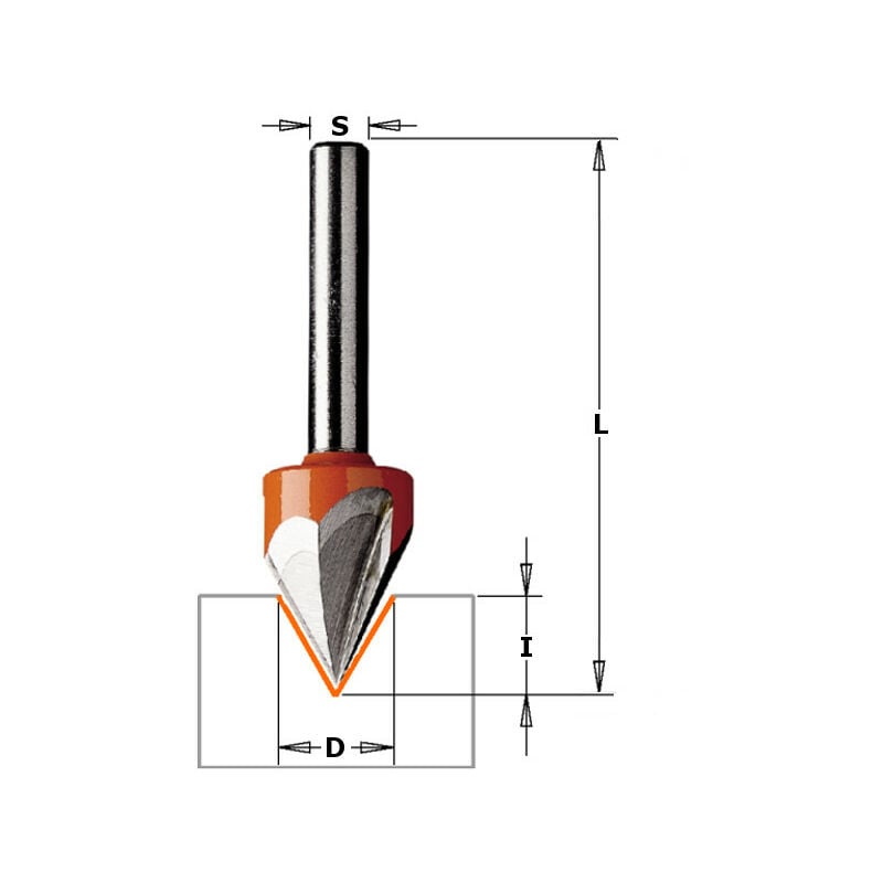 CMT - Fraise écriture à pointe laser 60° - Queue 12,7mm