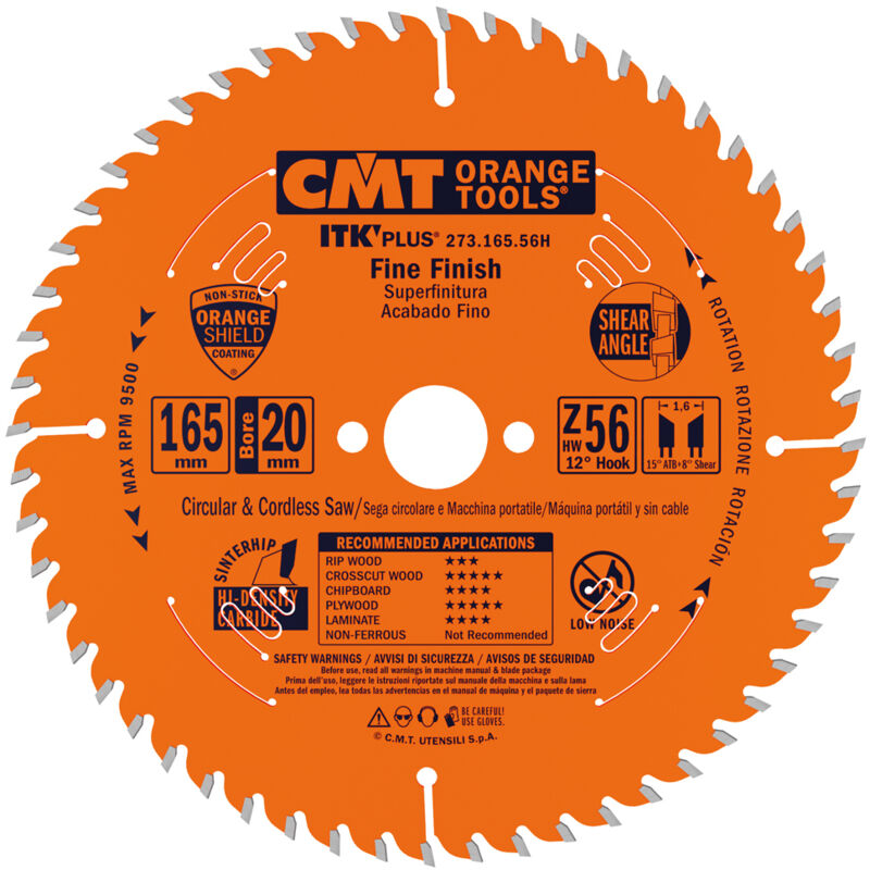 Lame de scie CMT ITK-Plus® 271 165x1 6x20 Z56 15°