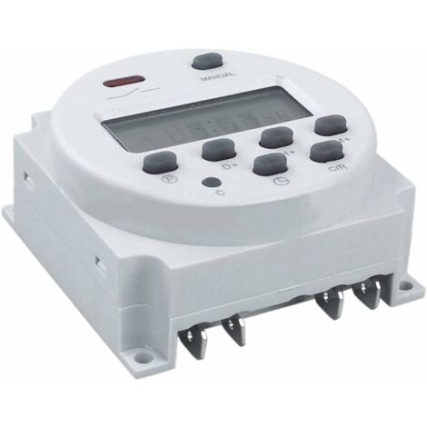 CN101 Minuterie numérique 12 V DC/AC, interrupteur de relais de temps programmable LCD pour prises électriques Blanc