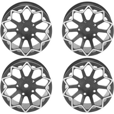 CNC-gefräste 52-mm-RC-Räder aus Aluminiumlegierung für Renn-, Drift- und Straßenfahrzeuge im Maßstab 1:10 – Schwarz