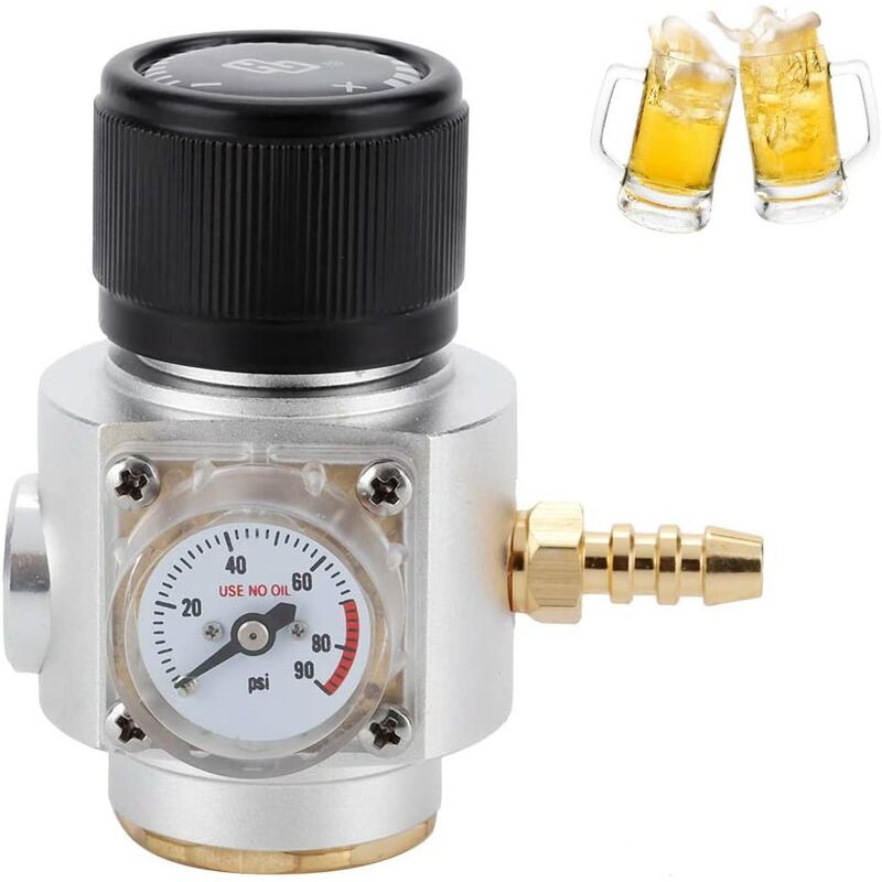 Bares - CO2 0-90 PSI Home Brew Mini-régulateur de Gaz Kit T21 * 4 Fils de Manomètre Soda Kit Chargeur en Aluminium CO2 0-90 PSI Home Brew (for