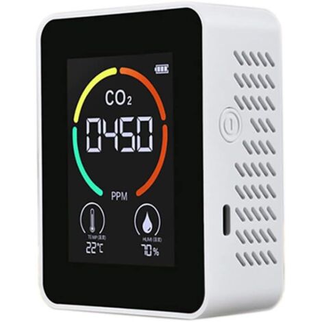CO2 Carbon Dioxide Detector for Air Quality, Temperature and Humidity, Fast CO2 Measurement, White