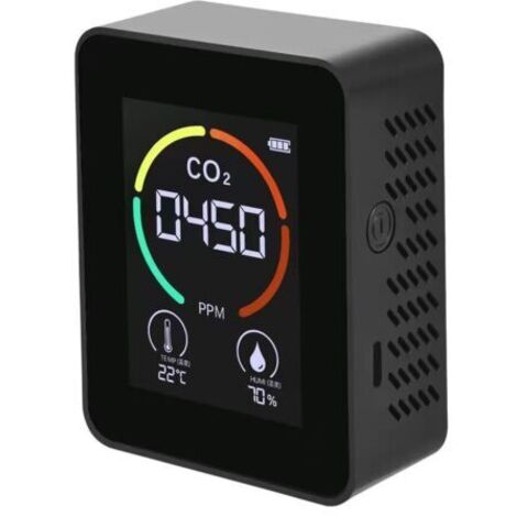 CO2 Détecteur, Moniteur Dioxyde Carbone, Ecran LED, Moniteur Qualité L'air Température et Humidité pour la Maison, le Bureau, la Salle de Sport, la Voiture (Noir)