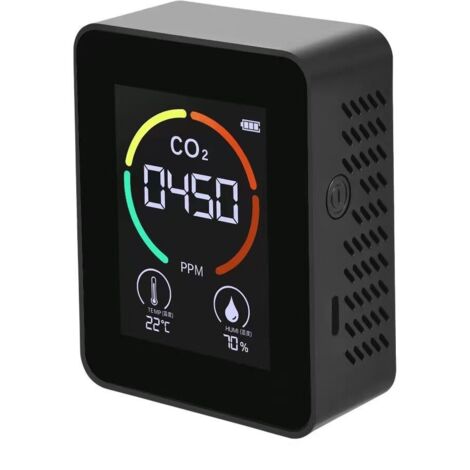 CO2 Détecteur, Moniteur Dioxyde Carbone, Ecran LED, Moniteur Qualité L'air Température et Humidité pour la Maison, le Bureau, la Salle de Sport, la Voiture (Noir)