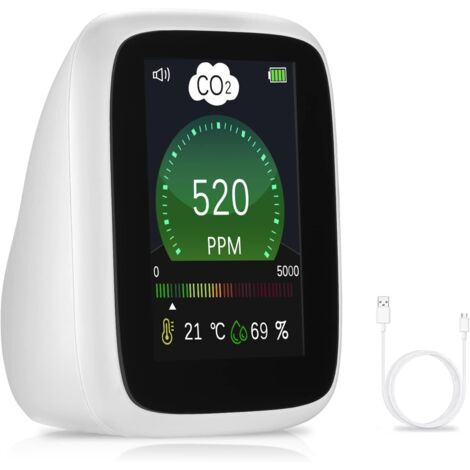 CO2-Detektor mit Alarm, 400 bis 5000 ppm NDIR-Kohlendioxid für den Hausgebrauch