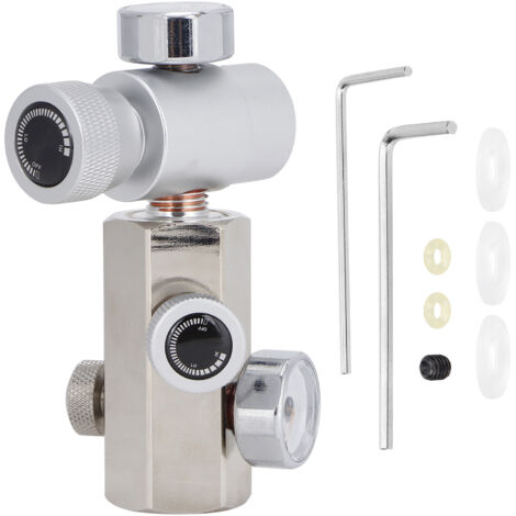 CO2-Flaschen-Nachfülladapter mit Manometer und Sicherheitsventil ASA Silber W21.8-G1/2