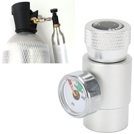 CO2-Nachfülladapter mit Gasregler und 3000 psi Manometer für ASA-Soda-Brunnen, silbernes Aluminium, Komplettset TR21-4/1/8NPT.