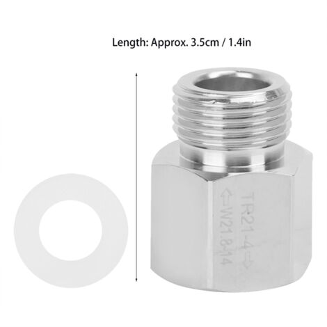 CO2-Zylinderadapter – Silberne Aluminiumlegierung – Innengewinde TR21-4, Außengewinde W21.8-14 – Mit Dichtung – 3,5 cm