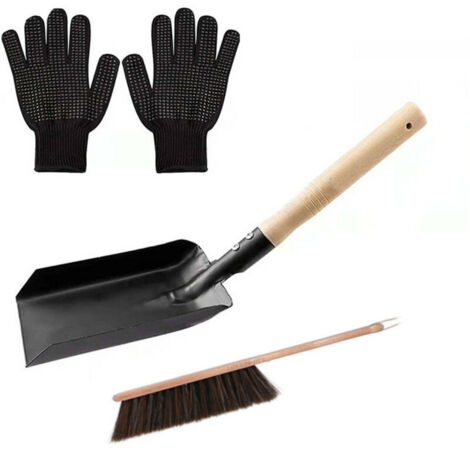 Coal shovel and stove brush set, chimney shovel and brush, stove storage set