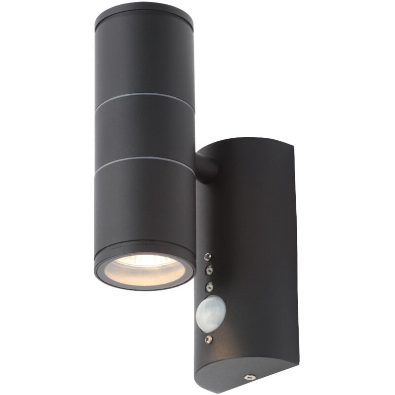 Forum Islay pir 2 Light Outdoor Up Down Wall Lamp Black IP44