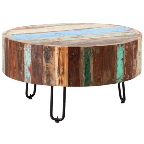 Coastal Drum Coffee Table - Wood - L70 x W70 x H38 cm