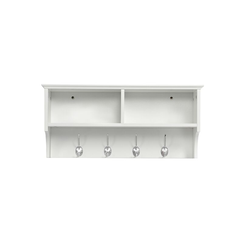 Coat Hook Wall Mounted Coat Rack With 2 Open Storage Shelves Clothes Hooks White Wall Hanging Storage Shelf Wall Cabinet In Bathroom Hallway 591593 White