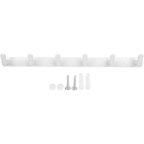 Coat Hooks Aluminum Alloy Lightweight Wall Mounted Coat Hook with 6 Hooks for Bedroom Bathroom CorridorWhite