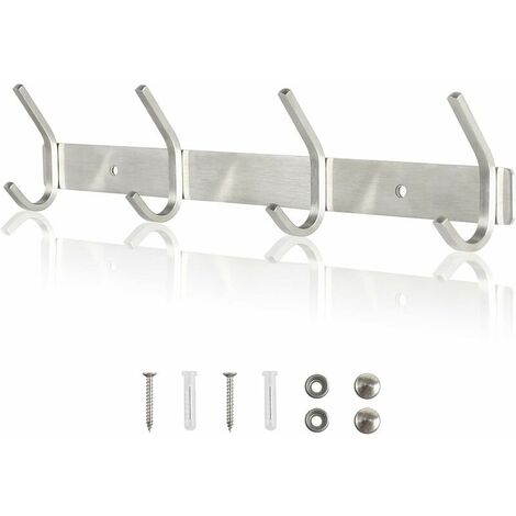 Coat Rack Bathroom Hook 3 Hooks Bathroom Wall Hook SUS304 Stainless Steel Matte Multipurpose Hooks For Jackets, Umbrellas, Towels, Key Rings, Silver