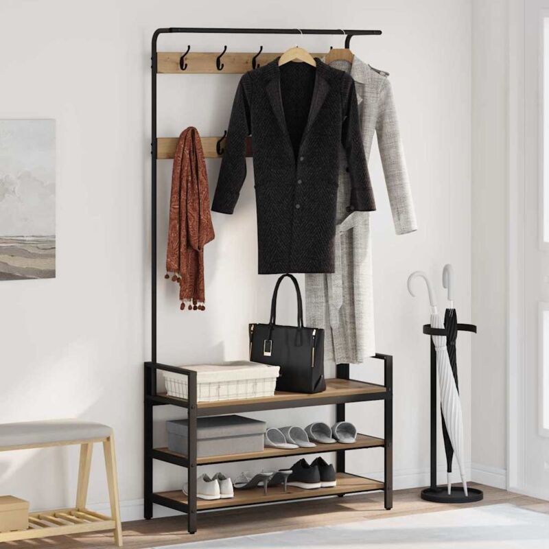 Coat Rack Other Artisan Oak 95 X 34 X 184 Cm Engineered Wood Vidaxl