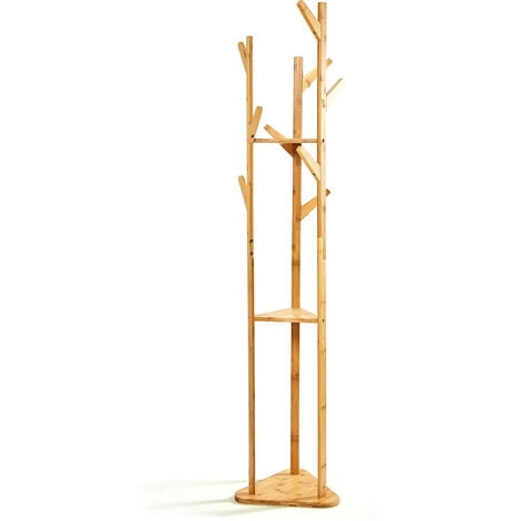 Coat rack with branches triangular 3 shelves 32.5x166cm (ØxH) 100% bamboo